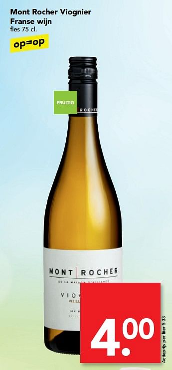 Aanbiedingen Mont rocher viognier franse wijn - Witte wijnen - Geldig van 16/07/2017 tot 22/07/2017 bij Deen Supermarkten