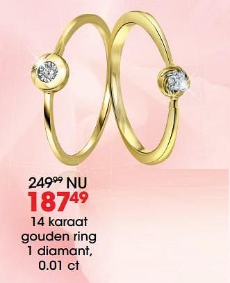 Aanbiedingen 14 karaat gouden ring 1 diamant, 0.01 ct - Huismerk - Lucardi - Geldig van 16/07/2017 tot 30/07/2017 bij Lucardi