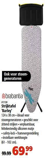 Aanbiedingen Strijktafel barley - Brabantia - Geldig van 13/07/2017 tot 26/07/2017 bij Novy