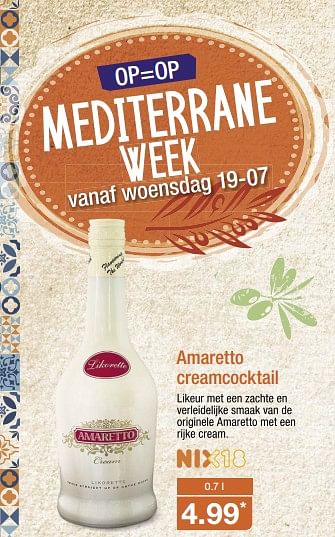 Aanbiedingen Amaretto creamcocktail - Likorette - Geldig van 16/07/2017 tot 23/07/2017 bij Aldi
