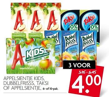Aanbiedingen Appelsientje kids, dubbelfrisss, taksi of appelsientje - Huismerk - Deka Markt - Geldig van 16/07/2017 tot 22/07/2017 bij Deka Markt