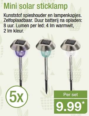 Aanbiedingen Mini solar sticklamp - Huismerk - Aldi - Geldig van 16/07/2017 tot 23/07/2017 bij Aldi