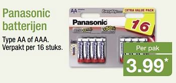 Aanbiedingen Panasonic batterijen - Panasonic - Geldig van 16/07/2017 tot 23/07/2017 bij Aldi