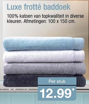 Aanbiedingen Luxe frotté baddoek - Huismerk - Aldi - Geldig van 16/07/2017 tot 23/07/2017 bij Aldi