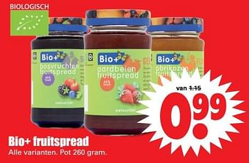 Aanbiedingen Bio+ fruitspread - Bio+ - Geldig van 16/07/2017 tot 22/07/2017 bij Lekker Doen