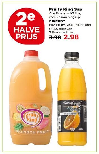 Aanbiedingen Fruity king lekker koel sinaasappelsap - Fruity King - Geldig van 16/07/2017 tot 22/07/2017 bij Plus