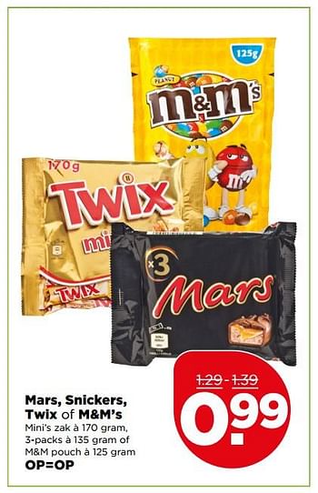 Aanbiedingen Mars, snickers, twix of m+m`s - Mars - Geldig van 16/07/2017 tot 22/07/2017 bij Plus