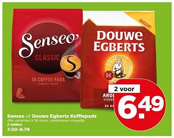 Aanbiedingen Senseo of douwe egberts koffiepads - Douwe Egberts - Geldig van 16/07/2017 tot 22/07/2017 bij Plus