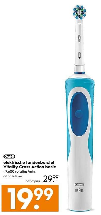Aanbiedingen Elektrische tandenborstel vitality cross action basic - Oral-B - Geldig van 15/07/2017 tot 26/07/2017 bij Blokker
