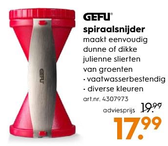Aanbiedingen Gefu spiraalsnijder - Gefu - Geldig van 15/07/2017 tot 26/07/2017 bij Blokker