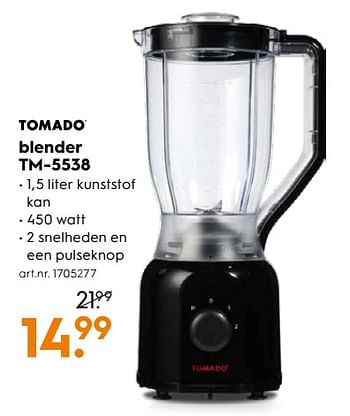 Aanbiedingen Tomado blender tm-5538 - Tomado - Geldig van 15/07/2017 tot 26/07/2017 bij Blokker