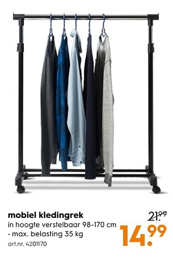 Aanbiedingen Mobiel kledingrek - Huismerk - Blokker - Geldig van 15/07/2017 tot 26/07/2017 bij Blokker