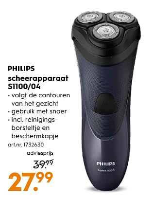 Aanbiedingen Philips scheerapparaat s1100-04 - Philips - Geldig van 15/07/2017 tot 26/07/2017 bij Blokker