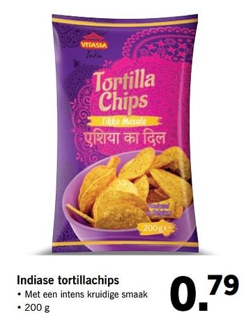 Aanbiedingen Indiase tortillachips - Vitasia - Geldig van 17/07/2017 tot 23/07/2017 bij Lidl