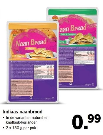 Aanbiedingen Indiaas naanbrood - Vitasia - Geldig van 17/07/2017 tot 23/07/2017 bij Lidl