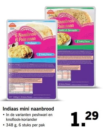 Aanbiedingen Indiaas mini naanbrood - Vitasia - Geldig van 17/07/2017 tot 23/07/2017 bij Lidl