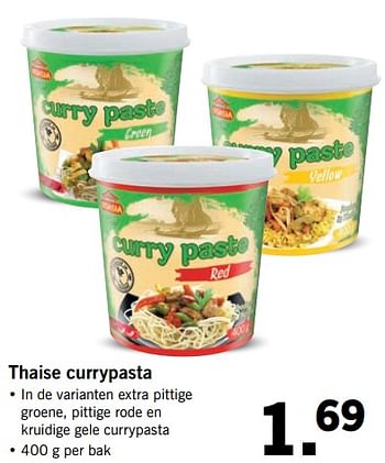 Aanbiedingen Thaise currypasta - Vitasia - Geldig van 17/07/2017 tot 23/07/2017 bij Lidl
