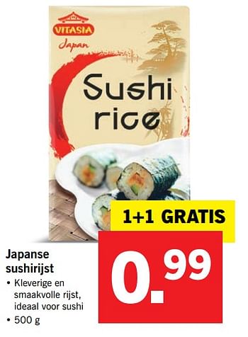 Aanbiedingen Japanse sushirijst - Vitasia - Geldig van 17/07/2017 tot 23/07/2017 bij Lidl