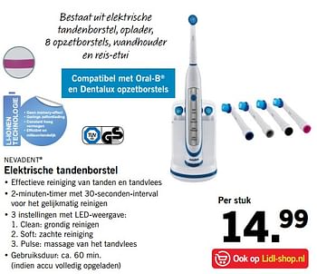 Aanbiedingen Nevadent elektrische tandenborstel - NEVADENT - Geldig van 17/07/2017 tot 23/07/2017 bij Lidl