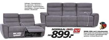 Aanbiedingen Model opal met 2 relaxelementen - Huismerk - Seats and Sofas - Geldig van 17/07/2017 tot 22/07/2017 bij Seats and Sofas