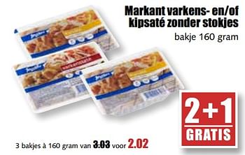 Aanbiedingen Markant varkens- en-of kipsaté zonder stokjes - Markant - Geldig van 17/07/2017 tot 22/07/2017 bij MCD Supermarkten