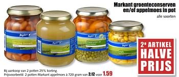 Aanbiedingen Markant groenteconserven en-of appelmoes in pot - Markant - Geldig van 17/07/2017 tot 22/07/2017 bij MCD Supermarkten