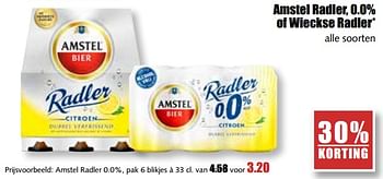 Aanbiedingen Amstel radler, 0.0% of wieckse radler - Huismerk - MCD Supermarkten - Geldig van 17/07/2017 tot 22/07/2017 bij MCD Supermarkten