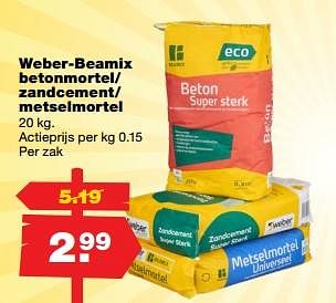 Aanbiedingen Weber-beamix betonmortel- zandcement- metselmortel - Weber - Geldig van 17/07/2017 tot 23/07/2017 bij Praxis