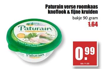 Aanbiedingen Paturain verse roomkaas knoflook + fijne kruiden - Paturain - Geldig van 17/07/2017 tot 22/07/2017 bij MCD Supermarkten