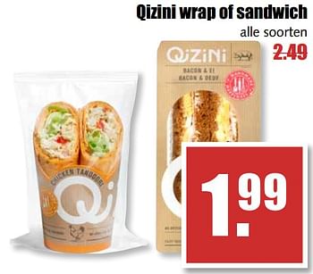Aanbiedingen Qizini wrap of sandwich - Qizini - Geldig van 17/07/2017 tot 22/07/2017 bij MCD Supermarkten