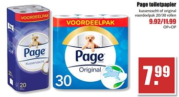 Aanbiedingen Page toiletpapier kussenzacht of original - Page - Geldig van 17/07/2017 tot 22/07/2017 bij MCD Supermarkten