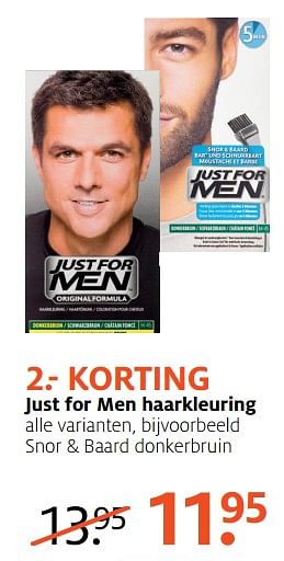 Aanbiedingen Snor + baard donkerbruin - Just for Men - Geldig van 16/07/2017 tot 30/07/2017 bij Etos