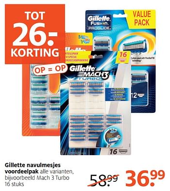 Aanbiedingen Gillette navulmesjes voordeelpak - Gillette - Geldig van 16/07/2017 tot 30/07/2017 bij Etos