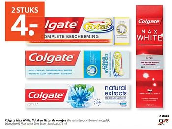 Aanbiedingen Max white one expert tandpasta - Colgate - Geldig van 16/07/2017 tot 30/07/2017 bij Etos