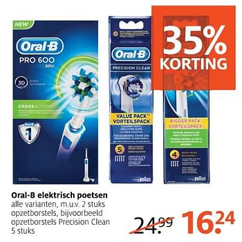 Aanbiedingen Opzetborstels precision clean - Oral-B - Geldig van 16/07/2017 tot 30/07/2017 bij Etos
