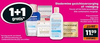 Aanbiedingen Dagcrème fondamental en micellair water - Diadermine - Geldig van 16/07/2017 tot 30/07/2017 bij Trekpleister
