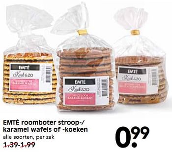 Aanbiedingen Emté roomboter stroop-- karamel wafels of -koeken - Huismerk - Em-té - Geldig van 17/07/2017 tot 22/07/2017 bij Em-té