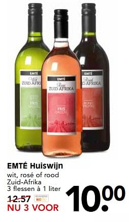 Aanbiedingen Emté huiswijn - Rosé wijnen - Geldig van 17/07/2017 tot 22/07/2017 bij Em-té