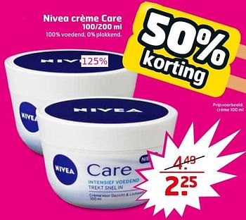 Aanbiedingen Nivea crème care - Nivea - Geldig van 16/07/2017 tot 30/07/2017 bij Trekpleister