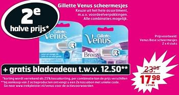Aanbiedingen Venus base scheermesjes - Gillette - Geldig van 16/07/2017 tot 30/07/2017 bij Trekpleister