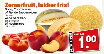 Aanbiedingen Galia, cantaloupe of piel de sapo meloen wilde perziken of nectarines - Huismerk - Agrimarkt - Geldig van 17/07/2017 tot 22/07/2017 bij Agrimarkt