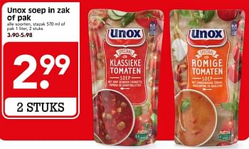 Aanbiedingen Unox soep in zak of pak - Unox - Geldig van 17/07/2017 tot 22/07/2017 bij Em-té
