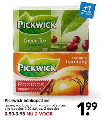 Aanbiedingen Pickwick éénkopsthee - Pickwick - Geldig van 17/07/2017 tot 22/07/2017 bij Em-té