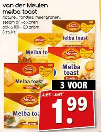 Aanbiedingen Vander meulen melba toast - Van der Meulen - Geldig van 17/07/2017 tot 22/07/2017 bij Agrimarkt