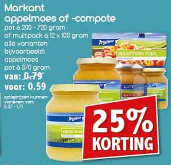 Aanbiedingen Markant appelmoes of compote - Markant - Geldig van 17/07/2017 tot 22/07/2017 bij Agrimarkt