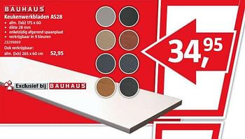 Aanbiedingen Keukenwerkbladen as28 - Huismerk - Bauhaus - Geldig van 17/07/2017 tot 06/08/2017 bij Bauhaus