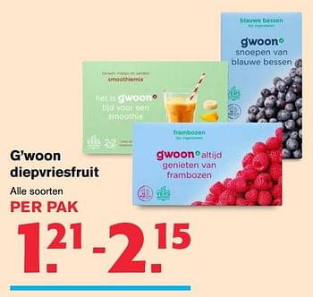 Aanbiedingen G`woon diepvriesfruit - Gâ€™woon - Geldig van 19/07/2017 tot 01/08/2017 bij Hoogvliet