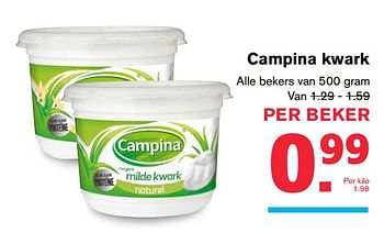 Aanbiedingen Campina kwark - Campina - Geldig van 19/07/2017 tot 01/08/2017 bij Hoogvliet