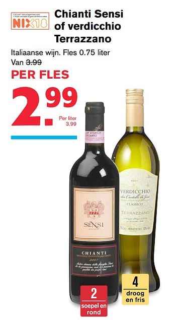 Aanbiedingen Chianti sensi of verdicchio terrazzano - Rode wijnen - Geldig van 19/07/2017 tot 01/08/2017 bij Hoogvliet