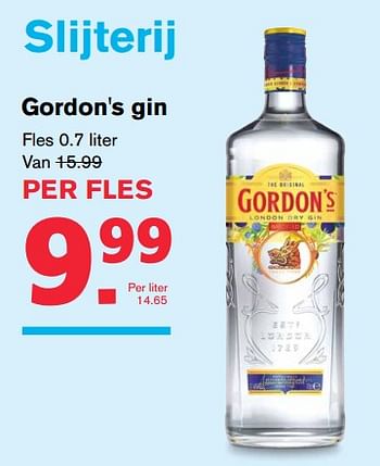 Aanbiedingen Gordon`s gin - Gordon's - Geldig van 19/07/2017 tot 01/08/2017 bij Hoogvliet